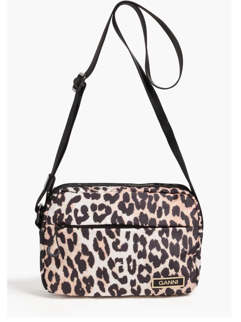GANNI Leopard Recycled Tech Festival Zip Crossbody Bag